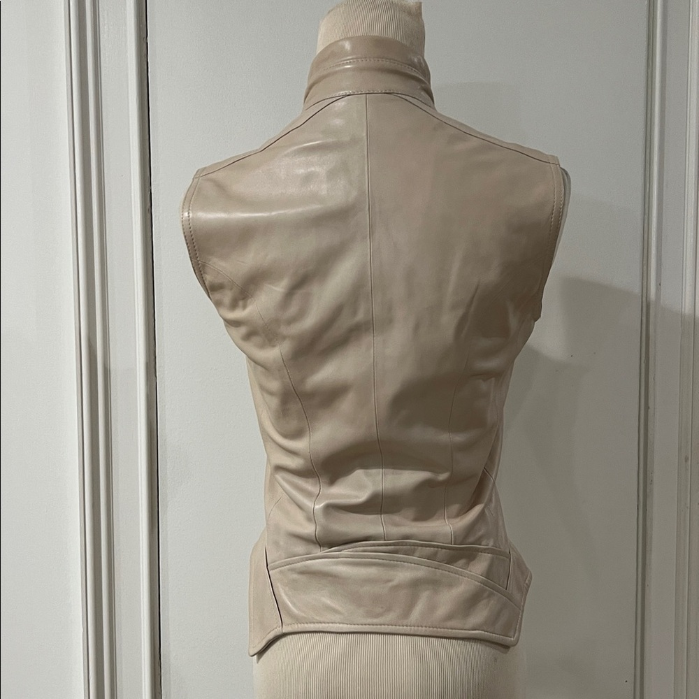 Plein Sud Creamy Leather Zippered Sleeveless Top 36/4 - Picture 3 of 8